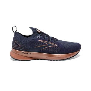 Brooks Levitate StealthFit 5 Road Running Shoes - Womens, Navy/Gold | IE-GOD963201